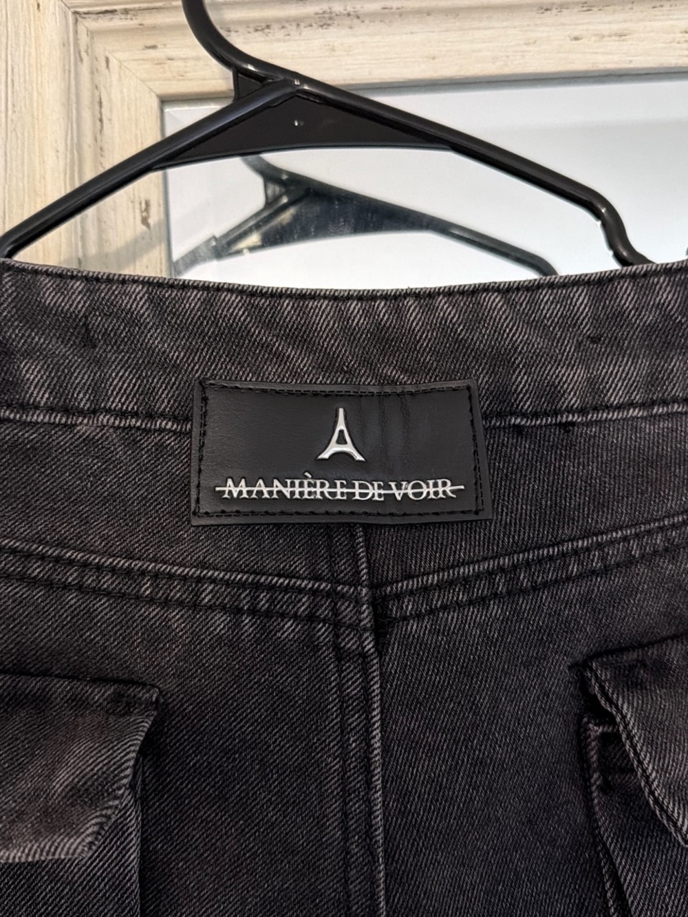 Manière De Voir Washed Black Utility Cargo Pants - Picture 5 of 5